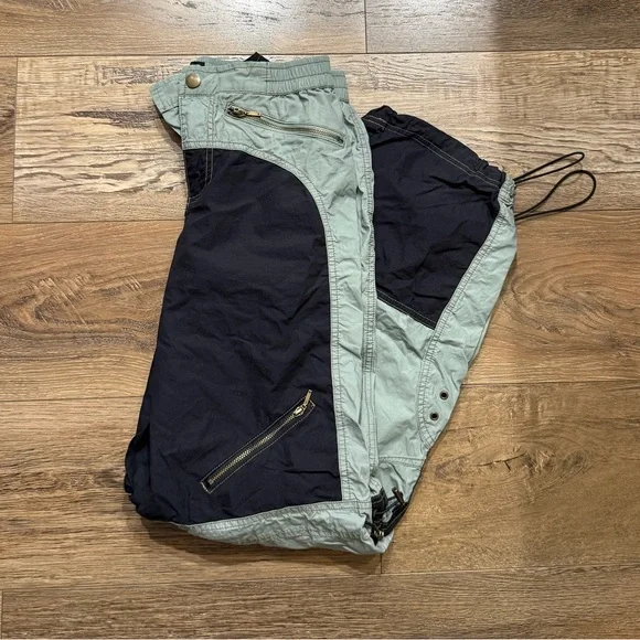 Silence + Noise Green and Black Color block Moto Pants - Picture 2 of 5